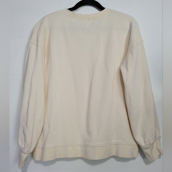 Madewell Cotton- Hemp Lace-up Sweatshirt in Antique Cream Size Medium - Picture 3 of 10